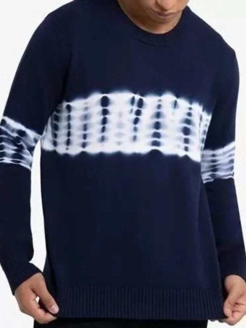 XRay Jeans Small Navy Blue Tie Dye 100% Cotton Crewneck Sweater